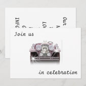 ANTIEK CAR-WEDINGINVITATIES KAART (Voorkant / Achterkant)