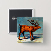 antiek caribou-druk vierkante button 5,1 cm (Voorkant /achterkant)