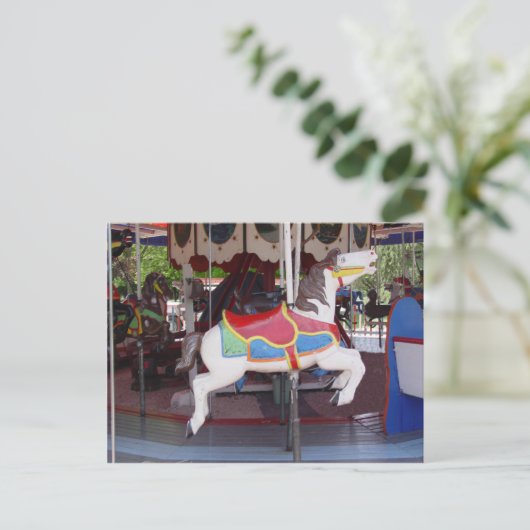 Antiek Carousel Horse Briefkaart (Staand voorkant)