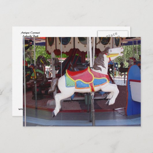 Antiek Carousel Horse Briefkaart (Voorkant / Achterkant)