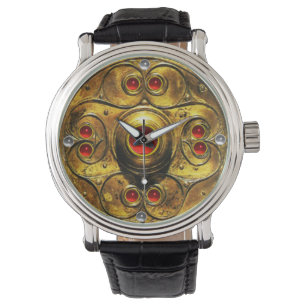 ANTIEK CELTISCHE WARRIUMSCHIELD MET RUBY GEMSTONES HORLOGE