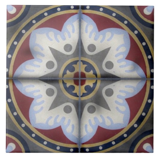 Antiek cement, franse tegel tegeltje (Voorkant)