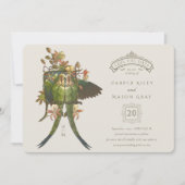 Antiek Charm Parrot 'Save the Date' Uitnodiging (Voorkant)