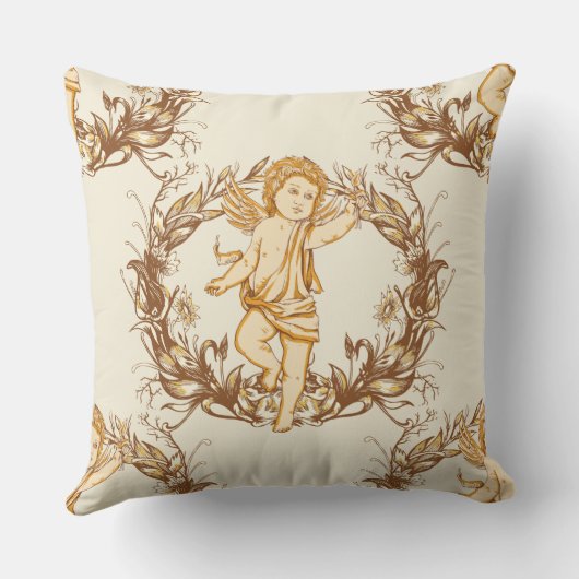 Antiek Cherub Kranspatroon Sierkussen (Achterkant)