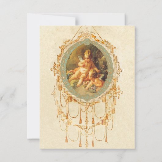 Antiek Cherub  kunstontwerpuitnodiging Kaart (Voorkant)