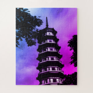 Antiek China Kanton de bloemrijke pagode Legpuzzel
