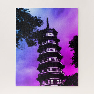 Antiek China Kanton de bloemrijke pagode Legpuzzel