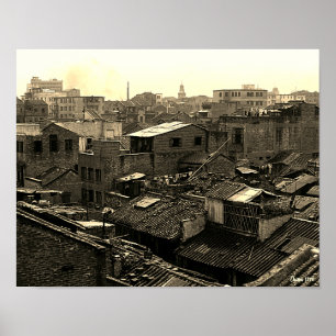 Antiek China Kanton stad Poster