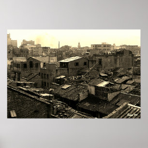 Antiek China Kanton stad Poster