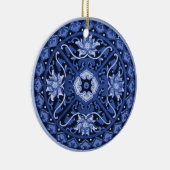 Antiek Chinees blauw en wit Mandala Keramisch Ornament (Rechts)