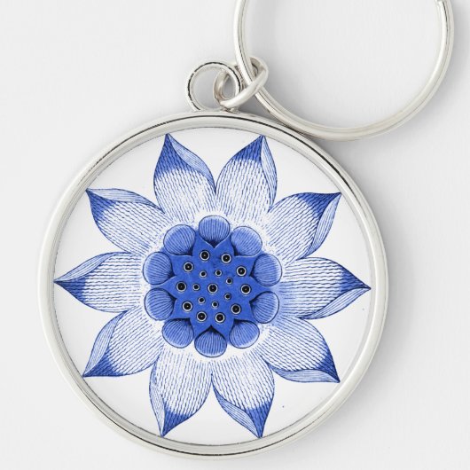 Antiek Chinees blauw en wit Mandala Sleutelhanger (Voorkant)