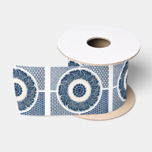 Antiek Chinees Blauw Witte Porselein Patroon Lint