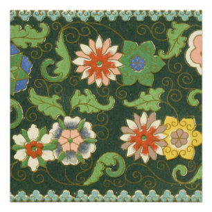 Antiek Chinees Cloisonné-patroon: Jade Groen Perfect Poster