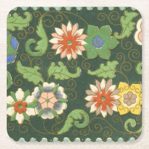Antiek Chinees Cloisonné-patroon: Jade Groen Vierkante Kartonnen Onderzetter