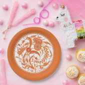 Antiek Chinees Jacojaboon Floral - Mandarijns Oran Papieren Bordje (Feest)