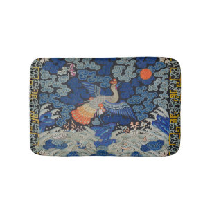 Antiek Chinees Kraanpatroon: Imperiaal Blauw Badmat