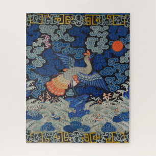 Antiek Chinees Kraanpatroon: Imperiaal Blauw Legpuzzel