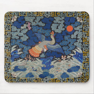 Antiek Chinees Kraanpatroon: Imperiaal Blauw Muismat
