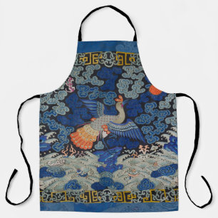 Antiek Chinees Kraanpatroon: Imperiaal Blauw Schort