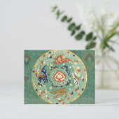 Antiek Chinese cirkel blauw groen Briefkaart (Staand voorkant)