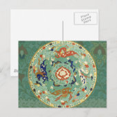 Antiek Chinese cirkel blauw groen Briefkaart (Voorkant / Achterkant)