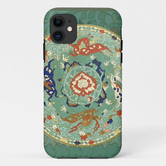 Antiek Chinese cirkel blauw groen Case-Mate iPhone Case (Achterkant)
