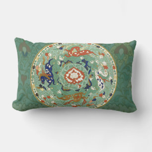 Antiek Chinese cirkel blauw groen Kussen