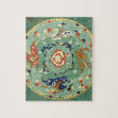 Antiek Chinese cirkel blauw groen Legpuzzel (Verticaal)