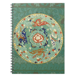 Antiek Chinese cirkel blauw groen Notitieboek