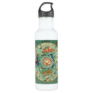 Antiek Chinese cirkel blauw groen Waterfles