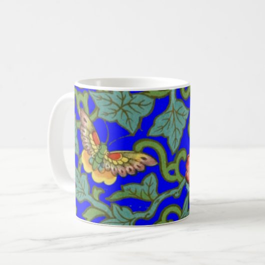 Antiek Chinese porseleinen bloemen en vlinders Koffiemok (Voorkant links)