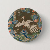 Antiek chinese vogelkunst tapestry phoenix ronde button 5,7 cm (Voorkant)