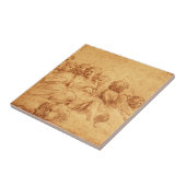 Antiek Choir Angels Drawing Renaissance Tegeltje (Zijkant)