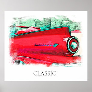 *~* Antiek  Classic Red Car Poster