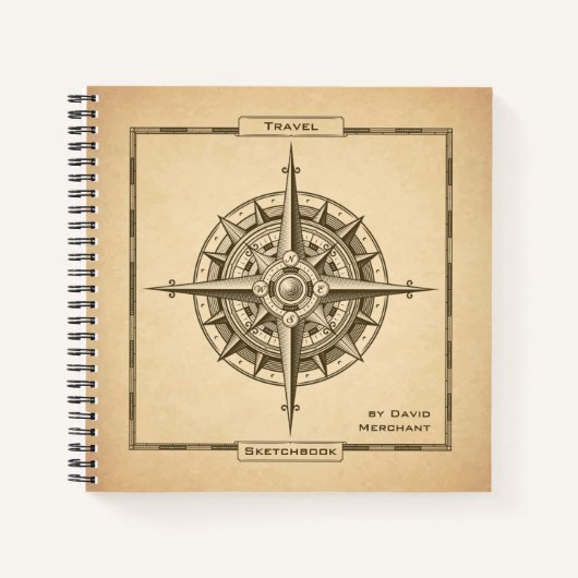 Antiek Compass Roos Reisboek Notitieboek (Voorkant)