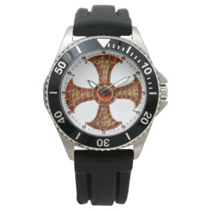 ANTIEK CONSECRATIE KROSS Rood Ruby Gemstenen Horloge