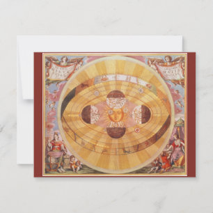 Antiek Copernicaans zonnestelsel,  astronomie Kaart