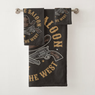 Antiek Cowboy Pistolen VOEG NAAM TOE Old Wild West Bad Handdoek