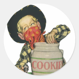 Antiek Cowboy Speelgoed Pistool Hand in de Koekjes Ronde Sticker