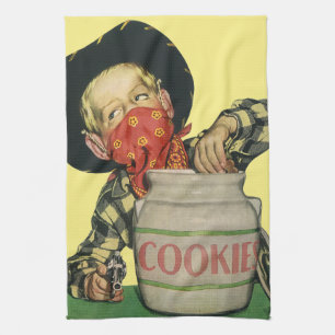 Antiek Cowboy Speelgoed Pistool Hand in de Koektro Theedoek