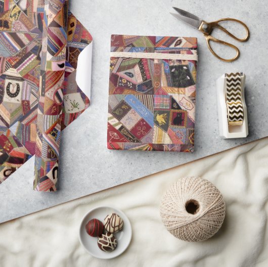 Antiek Crazy Quilt Pattern - Folk Art Craty Fun Cadeaupapier (Crafts)