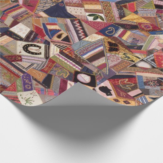 Antiek Crazy Quilt Pattern - Folk Art Craty Fun Cadeaupapier (Hoek)