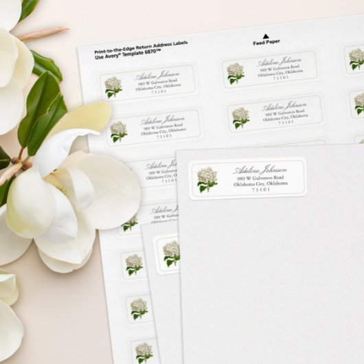 Antiek Crème Hydrangea Retour Adreslabel Etiket