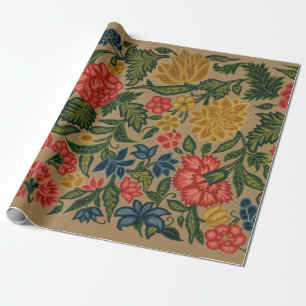 Antiek Crewel Bloem Borduurpatroon Cadeaupapier
