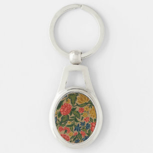 Antiek Crewel Bloem Borduurpatroon Sleutelhanger