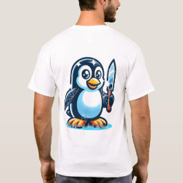 Antiek cultuur en een schattig pinguïn gedrukt ont t-shirt