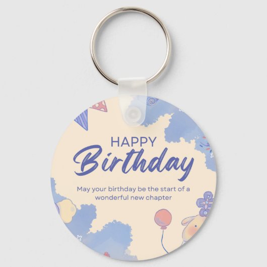 antiek cultuur Happy Birthday Sleutelhanger (Voorkant)