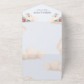 Antiek Cupido  Bloemen Huwelijk All In One Uitnodiging (Buitenkant)