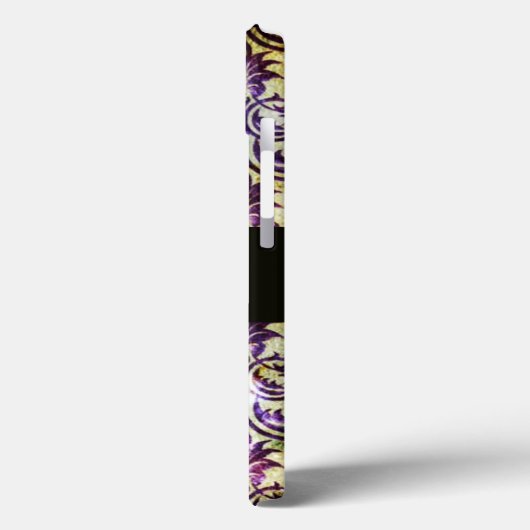 ANTIEK DAMASK Paars Amethyst Monogram zwart Case-Mate iPhone Case (Achterkant / Links)