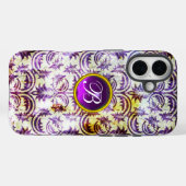 ANTIEK DAMASK Paars Amethyst Monogram zwart Case-Mate iPhone Case (Achterkant (horizontaal))